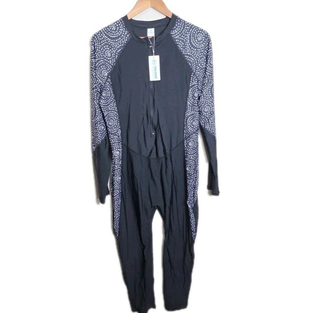 NWT 2XL Halcurt Women's Full Body  One Piece Rash Guard Zip  50 UPF